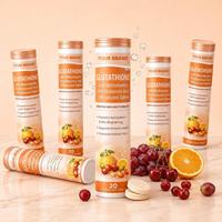 Comprimés effervescents de glutathion, acide hyaluronique, multivitamines, collagène, antioxydant, éclaircissant pour la peau, éclat radieux, saveur orange