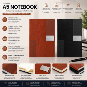 A5 PU <b>Leather</b> Hardcover Notebook Journal Lined Planner Sewing Binding Custom <b>Diary</b> with Foil 100 Sheets for Office School Gift - Product Image 2