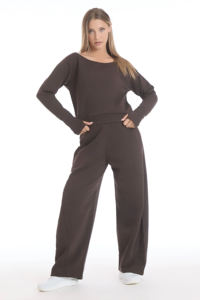 Sudadera con Capucha Grisácea 100% Algodón, Estilo Crop Top, 2 Piezas, Felpa, Lavado Ácido, Transpirable, Ecológica, para Invierno - Product Image 2