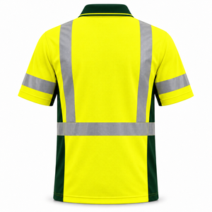 Polo de travail réfléchissant pour homme OEM, manches courtes, col bicolore, bande argentée unie, uniforme pour les travailleurs de la voirie et de la construction - Product Image 2
