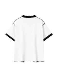 Camiseta de cuello redondo con ribete en contraste, estilo vintage, con costuras expuestas, informal, de dos tonos en cuello y mangas. - Product Image 2