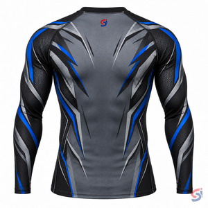 Rashguard BJJ en Titane avec Logo Personnalisé Ligne Wolf pour Hommes – Respirant, Compression, MMA, Jiu Jitsu, Tenue de Combat – Vente en Gros OEM Usine - Product Image 4