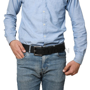 Ceinture en cuir pour homme sur mesure, de haute qualité, en cuir de vachette véritable noir, vente en gros - Product Image 6