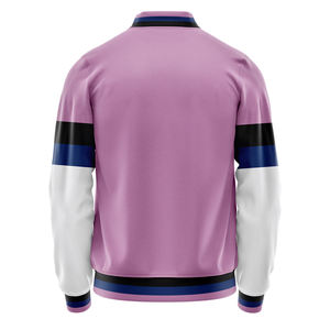 Men's Purple Color Block Baseball Jacket Full Sleeve Zipper Closure Breathable Polyester Regular Fit All Seasons Wear - Product Image 2