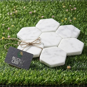 Premium Eco-Friendly Classic <b>White</b> Marble Hexagon <b>Coaster</b> Set of 6 - Product Image 3