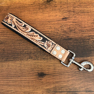 Custom Hand Tooled Leather Short Dog Leash Traffic <b>Padded</b> Handle Genuine Leather Heavy Duty Short Dog Leads for Training Control - Product Image 3