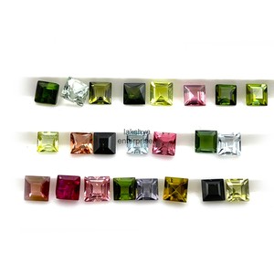 Tourmaline naturelle multicolore, taille carrée 5 mm, facettée, calibrée, pour la fabrication de boucles d'oreilles, vente en gros, approvisionnement en pierres de tourmaline en vrac - Product Image 2