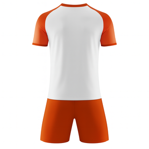 Camiseta de Fútbol de Manga Corta Blanca y Naranja para Hombre, Cuello Redondo, Absorbe la Humedad, Ropa Deportiva de Poliéster, Diseño Sólido para Todas las Temporadas - Product Image 2