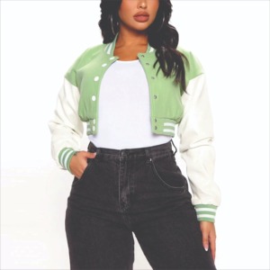 Premium Ladies Varsity <b>Jacket</b> Custom Wool <b>Leather</b> Letterman Coat Casual Streetwear Factory Direct OEM ODM Sample Service - Product Image 5