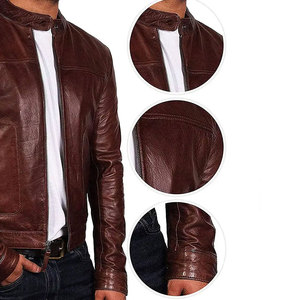 Men's Premium Quality Genuine Leather Outerwear Custom Fashion Casual <b>Jacket</b> Classic Street Style <b>Zipper</b> Closure Leather <b>Jacket</b> - Product Image 5