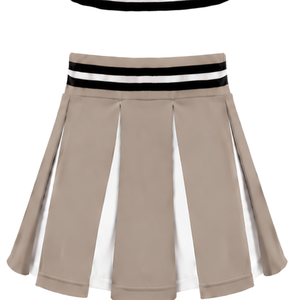 Ensemble d'uniformes de cheerleading personnalisés beiges, jupe plissée, haut court, tenue de performance d'équipe, compétition de danse, vêtements de sport athlétiques - Product Image 5