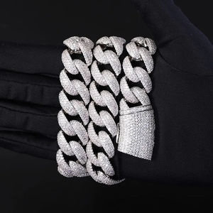Cadena cubana de eslabones con diamantes de moissanita VVS, estilo hip hop, chapada en plata 925, con probador de diamantes, superventas - Product Image 5