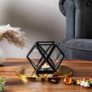 Wholesale Mini Black <b>Frame</b> Glass Tea Light Holder and Terrarium for Tiny <b>Plants</b> Tabletop Decoration - Product Image 4