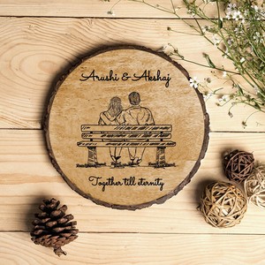 Mango Wood Personalized Couple <b>Plaque</b> with Stand - Wholesale <b>Engraved</b> Gift - Product Image 2