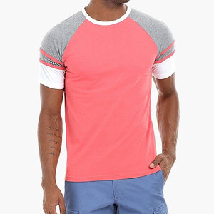 T-shirt personnalisé pour homme, coupe décontractée, col rond, style streetwear, avec empiècements sur les manches, motif uni - Product Image 6
