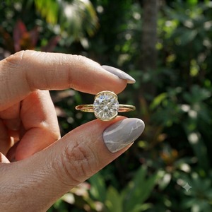 Bague de fiançailles de luxe solitaire demi-sertie brillante 2 carats en or massif 14K avec diamant de laboratoire pour anniversaire de mariage - Product Image 2