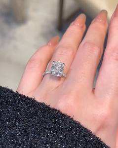 4 Carat Elongated Cushion Cut Diamond Engagement <b>Ring</b> for Women | Hidden Halo <b>Solitaire</b> Wedding Anniversary <b>Ring</b> | Luxury Bridal - Product Image 1