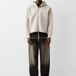 Zip Up Hoodie Streetwear Hombres Ropa recortada cremallera Sudadera con capucha de gran tamaño drop shoulder hombres zip up HOODIE - Product Image 2
