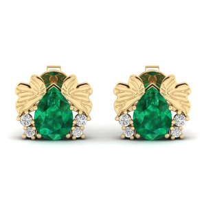 REYES Pendientes de tuerca con diamante certificado IGI de oro de 14K hechos a mano para mujer, corte pera, 1.42Ct, joyería con gema de esmeralda - Product Image 2