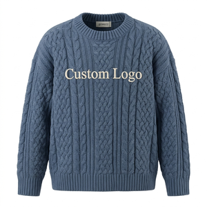 GUDZ KLEREN <b>Men's</b> Standard Knitted Cable <b>Cardigan</b> Full Sleeve Winter Solid Color Anti-Pilling 100% Acrylic Custom Logo Front - Product Image 1