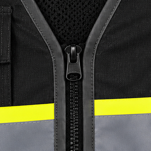 Chaleco de seguridad negro de alta visibilidad, reflectante, para trabajadores de carreteras, fabricante personalizado, ropa de trabajo al por mayor, uniforme de protección. - Product Image 6