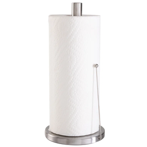 Porte-rouleau de papier essuie-tout en acier inoxydable avec bras à tension, déchirage à une main, support de rouleau de cuisine avec base lestée - Product Image 1