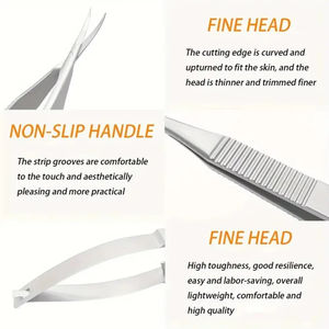 Tijeras Profesionales de Acero Inoxidable para Manicura, Eliminación de Cutículas y Piel Muerta, con Hoja Recta y Resorte - Product Image 5