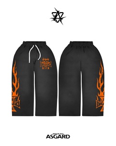 Ensemble t-shirt et pantalon à manches longues Black Orange Racing Club |   Survêtement streetwear oversize à motif flamme |   Fabricant de Marques Privées OEM - Product Image 5
