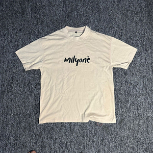 Camiseta de algodón de manga corta para hombre, color blanco, corte holgado, cuello redondo, estilo urbano, estampado digital, logotipo frontal, 250 g/m² - Product Image 5