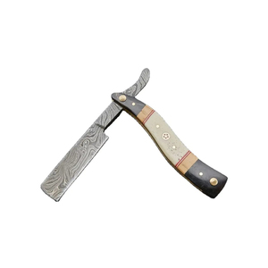 Rasoir droit Burraq DIY OEM personnalisé fait main en acier Damas de qualité industrielle, 7 pouces, 1 lame, étui en cuir, pour barbiers - Product Image 6