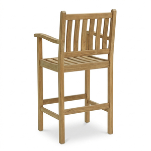 Silla de Barra de Acero con Base de Listones y Asiento Acolchado de Teca Sólida de Primera Calidad, Estilo Moderno, Calidad de Exportación, para Exteriores, Hoteles, Resorts y Jardines - Product Image 2