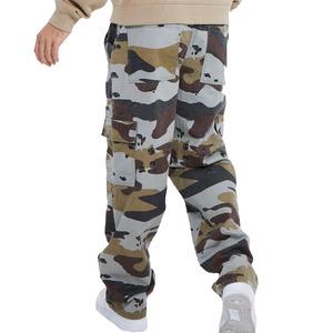 Pantalon cargo camouflage pour homme de qualité supérieure, 6 poches, coupe ample, style décontracté, pantalon cargo en toile de coton, taille élastique, pantalon camouflage - Product Image 3