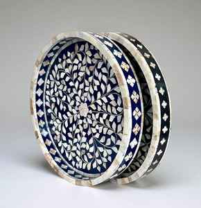 ถาดฝังมุก ถาดใส่เครื่องประดับมุก รูปทรงกลม ทำจากไม้และฝังมุก - Product Image 3