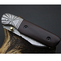 Couteau pliant artisanal avec manche en Micarta, finition polie, lame en acier Damas, classique, pour usage extérieur, tâches quotidiennes de découpe, DIY, OEM