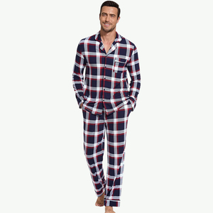 Men Sleepwear Knitted Print Pajama Pants Custom Organic Bamboo Long Sleeve Home Lounge Wear Sleepwear - Product Image 2