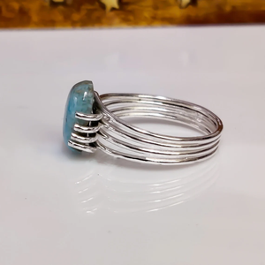 Anillo de Larimar en Plata de Ley 925 con Corte Ovalado, Gema Preciosa, Anillo de Regalo para Boda, Compromiso o Aniversario, con Engaste en Bisel - Product Image 6