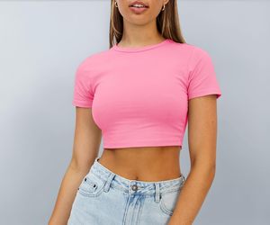 Crop top uni tendance pour l'été, tissu lisse, texture douce, léger, respirant, séchage rapide, confortable - Product Image 2