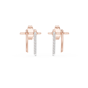 Ensemble de boucles d'oreilles ECLIPS LINE SPARK en diamant cultivé en laboratoire, en or rose 18 carats, pour fiançailles, mariage, fête, cadeau de la Saint-Valentin, événement glamour, usage quotidien - Product Image 1