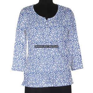 Vêtements ethniques, Kurtis indien imprimé en blocs, robe kurti en coton imprimée à la main pour femmes, tenue décontractée ethnique indienne - Product Image 1