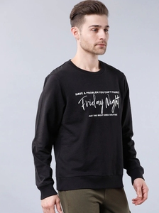Sudadera Negra de Cuello Redondo para Hombre, Corte Regular, Logotipo Estampado, Informal, Tejida, 100% Algodón, para Otoño - Product Image 6