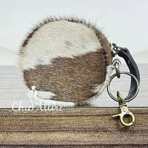 New Arrival 2026 Real Hair on Cowhide Leather Coin <b>Purse</b> Keychain Mini Round Shape Zipper Pouch For Coins, Key & <b>Small</b> Essential - Product Image 1