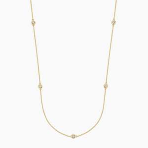 สร้อยคอเพชรแล็บโกรว์ทรงเบเซล ได้รับการรับรองจาก IGI ทองคำขาว 14K ดีไซน์แบบสเตชั่นเชน สวยสง่างาม เหมาะสำหรับงานแต่งงาน หรือใส่ในชีวิตประจำวัน เป็นของขวัญ - Product Image 3