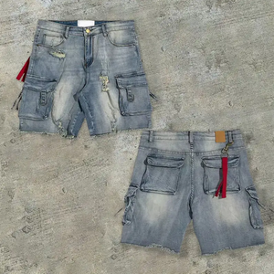 Shorts en jean déchiré vintage pour homme, style streetwear personnalisé, respirant, écologique, avec cordon de serrage et taille élastique - Product Image 6
