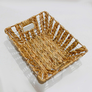 Handmade Natural Water Hyacinth Tray for Bathroom <b>Storage</b> & Household Decor Functional Fruit & Beverage Tray - Product Image 4