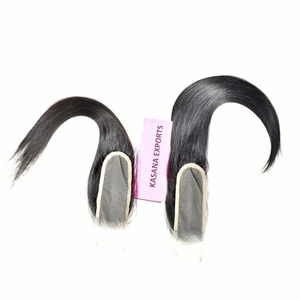 Cierre de encaje 2*6 de cabello humano Remy indio sin procesar, cutícula alineada, color negro natural, para mujer, doble trama a máquina, onda profunda, 100 gramos - Product Image 4