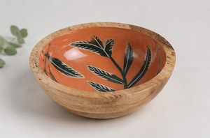 Petit saladier rustique en bois d'acacia émaillé, écologique, pour servir des salades de fruits, idéal pour la maison et les fêtes - Product Image 2