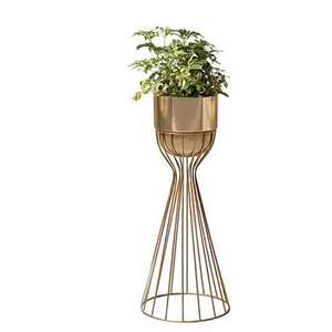 Ensemble de 2 pots à plantes ronds plaqués or de luxe avec support, décoration élégante pour la maison et le jardin à prix avantageux - Product Image 5