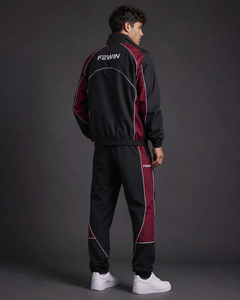 Ensemble de survêtement décontracté pour homme F2WIN, fermeture éclair intégrale, style sportif, jogging, noir, nylon/coton, pour l'été, poches latérales solides, coupe classique - Product Image 3