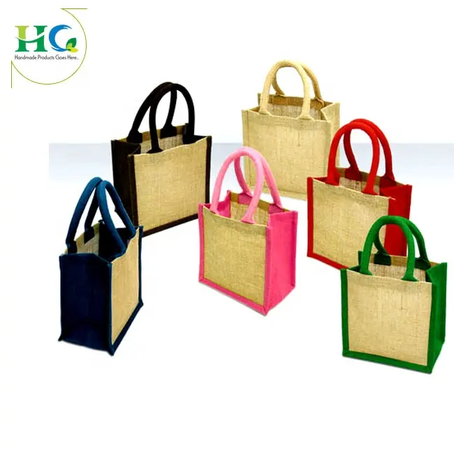 Đẹp Đay Linen Ăn Trưa Mang Túi Vải Bố Kích Thước Nhỏ Vòng Xử Lý Bền Nature Đay Tote Bag