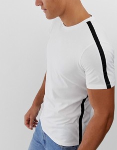 Camiseta Blanca de Manga Corta para Hombre, Corte Ajustado, con Ribete en Contraste Negro, Cuello Redondo, Estilo Casual, de Algodón - Product Image 2